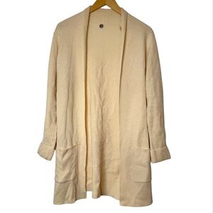 Margaret O’Leary waffle knit sand tan open front cardigan size medium